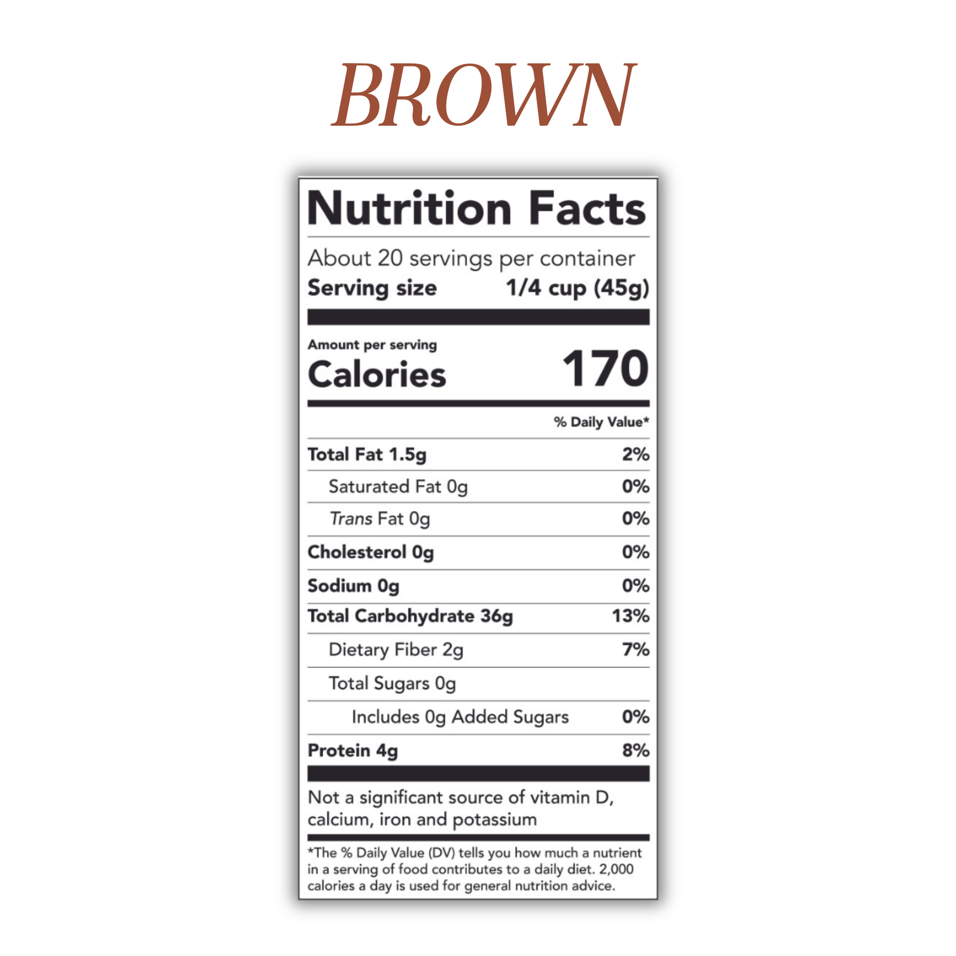 Chico Rice's Brown Rice | Nutrition Facts-Plain