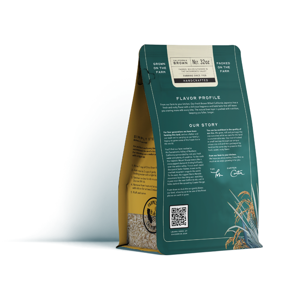 Chico Rice's Brown Rice | Back of Bag | California Rice